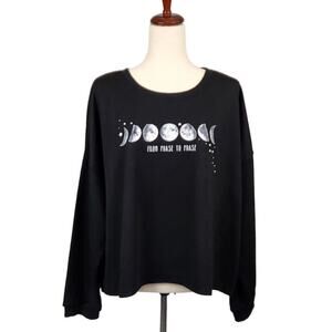 City Chic CCX Vagabond Top Cropped Long Sleeve Black Women's Plus Size 18 New